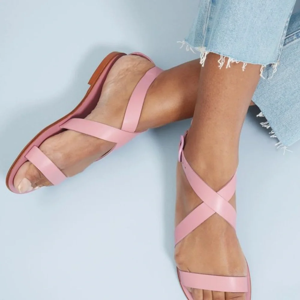 Everlane Italian Made Pink Modern Wrap Leather Sandals - Picture 5 of 15